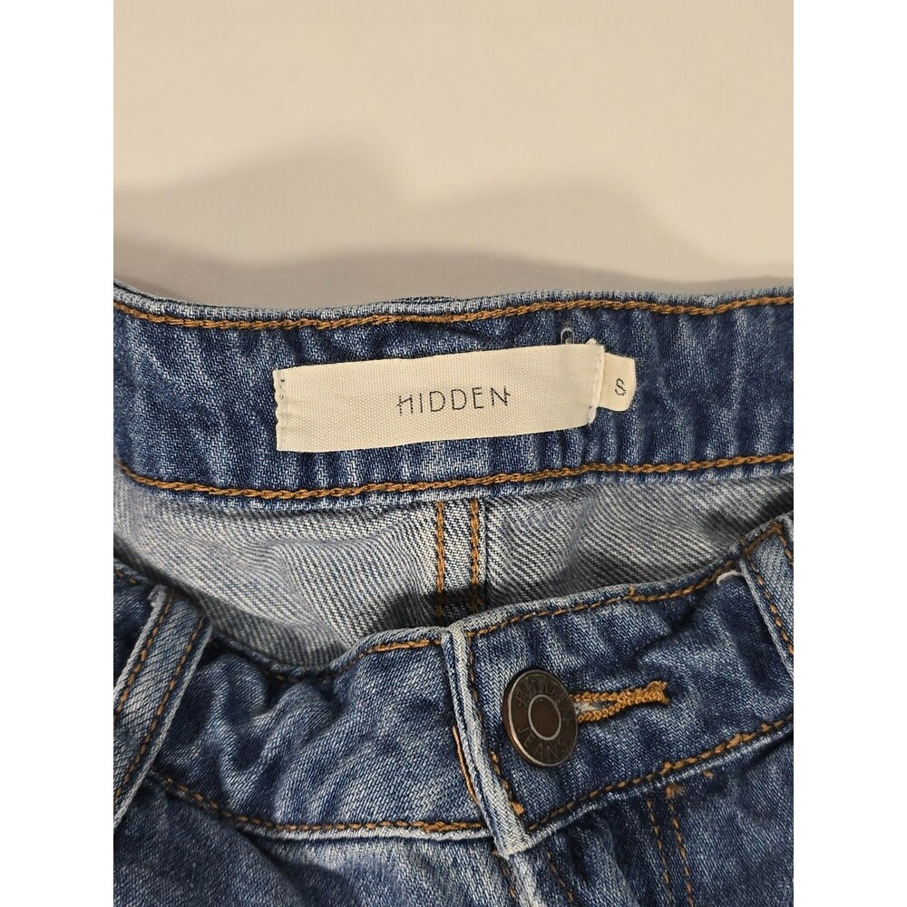 Hidden La High Rise Stretch Frayed Hem Distressed Denim Jean Shorts Small Bo View 3